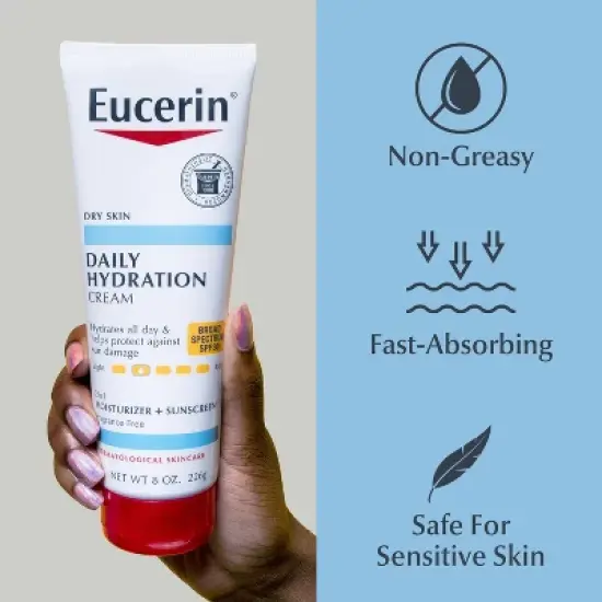 Eucerin Daily Hydration Broad Spectrum SPF 30 Sunscreen Body Cream for Dry Skin Unscented - 8oz image {8}