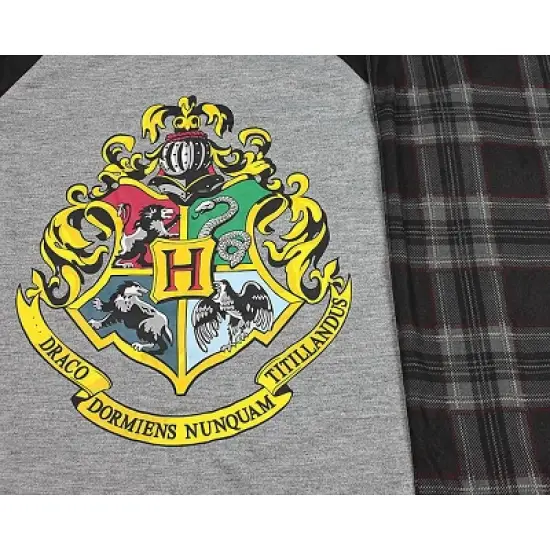 Intimo Big Boys Harry Potter Hogwarts School Crest Raglan Pajama Set Black image {2}
