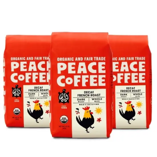 Peace Coffee French Roast Whole Bean Coffee - Decaf - 36oz/3ct image {4}
