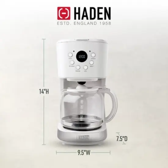 Haden 75032 Heritage Innovative 12 Cup Capacity Programmable Vintage Retro Home Countertop Coffee Maker Machine with Glass Carafe image {3}
