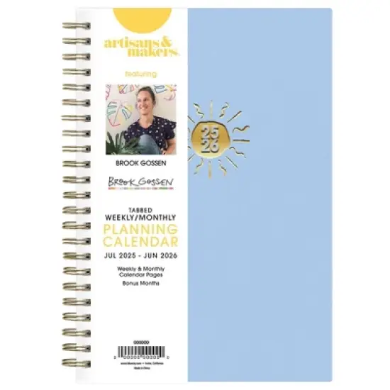 Blue Sky Brook Gossen Planner Faux Leather Lgb 5"X8" Weekly/Monthly Wirebound (12 Month) Light Blue July 2025 To June 2026 image {2}