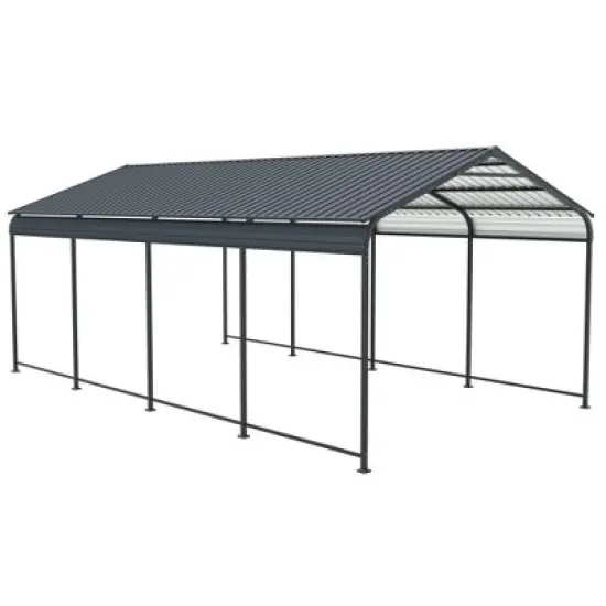 Heavy Duty Metal Carport with Galvanized Steel Roof, Carport Canopy for Driveway Car or Truck, Outdoor Metal Carport with Vertical Roof-Koiai image {6}