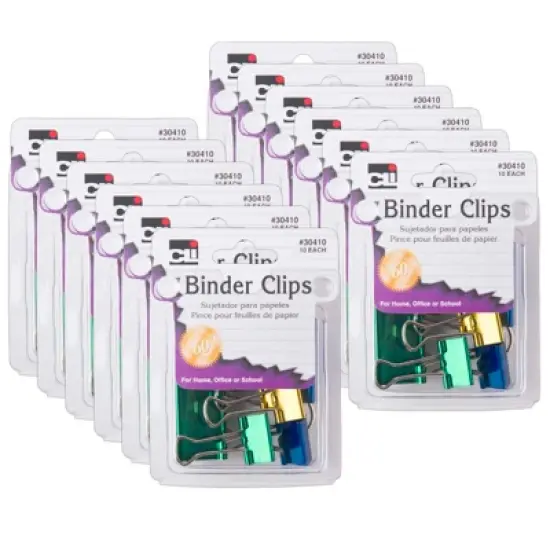 Charles Leonard Assorted Binder Clips, 10 Per Pack, 12 Packs image {1}