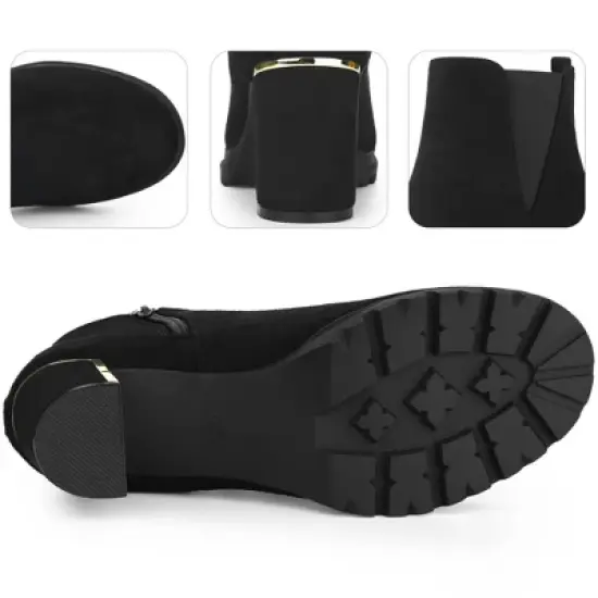 Perphy Women's Platform Round Toe Chunky Heels Ankle Chelsea Boots image {2}