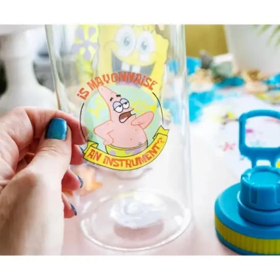 Silver Buffalo SpongeBob SquarePants Happy Laugh Flowers Twist Spout Water Bottle & Sticker Set image {5}