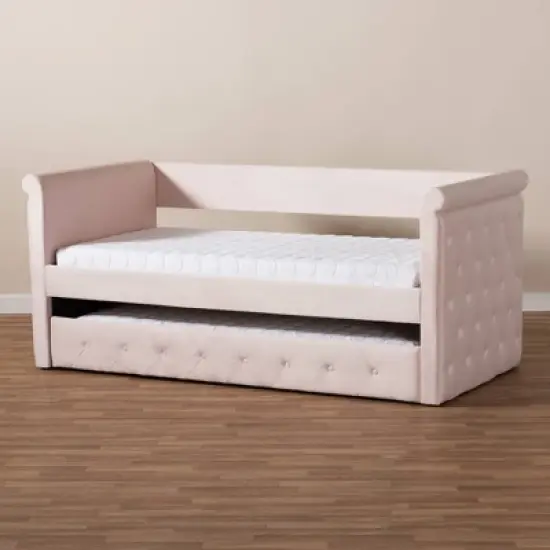 Amaya Velvet Daybed with Trundle - Baxton Studio image {5}