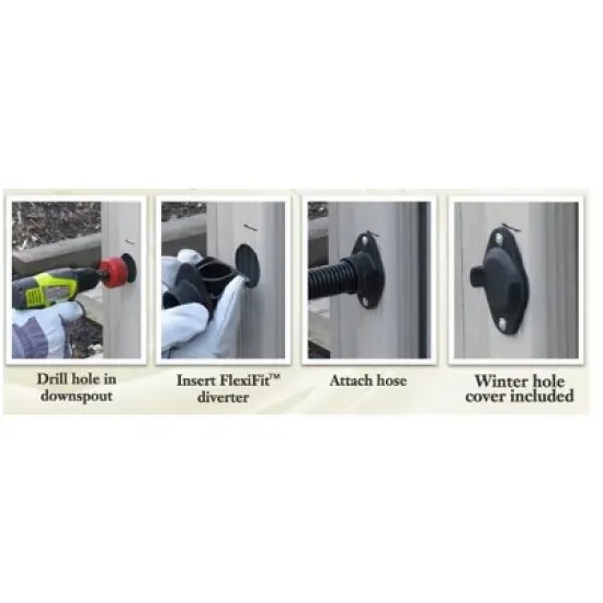 Good Ideas Rain Wizard Diverter Flex Kit for Standard Downspouts with 2 Hole Saw Set, 1 Fill Hose, 1 Flexfit Diverter, 2 Screws, and Winter Hole Cover image {3}