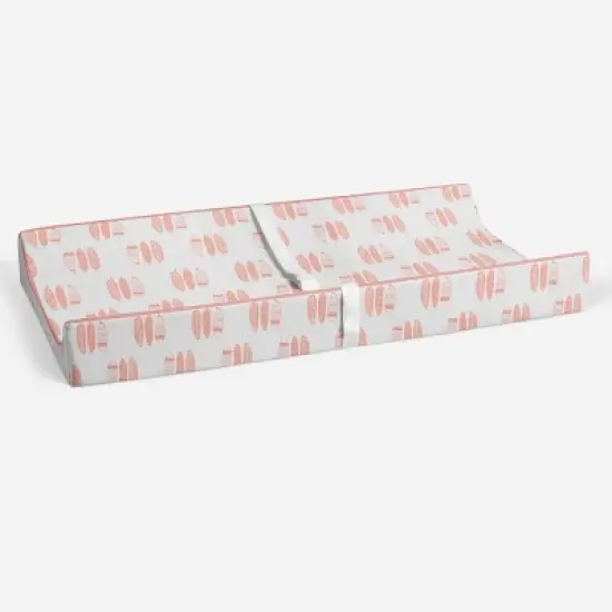 Bacati - Olivia Coral Feathers Quilted Muslin Changing Pad Cover image {3}