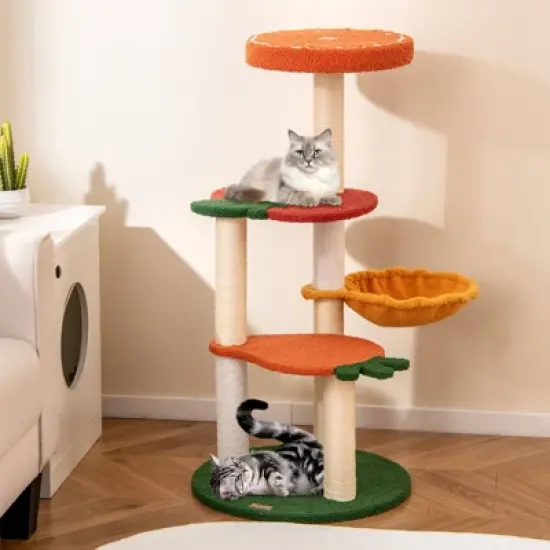 Costway Fruit Style Cat Tree Multi-level Cat Tower w/Padded Top Perch Indoor Cat Climbing Frame image {3}