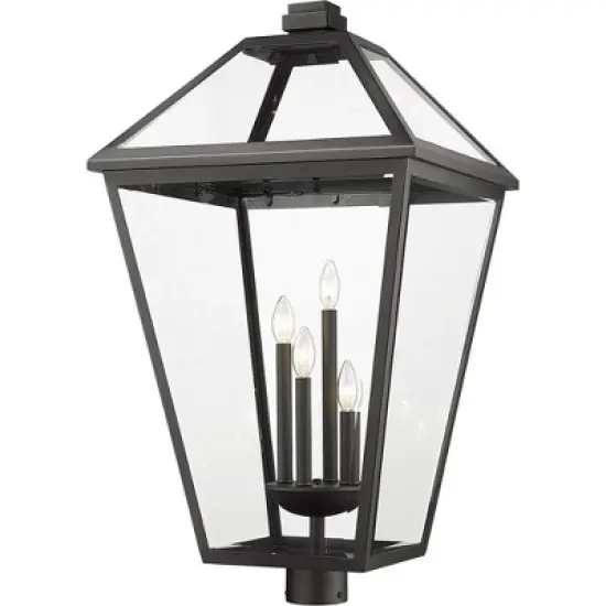 Talbot Outdoor Pendant Light - Black Iron, 4 Bulbs, Dimmable, Wet Rated, 19.5" x 34.25" image {4}