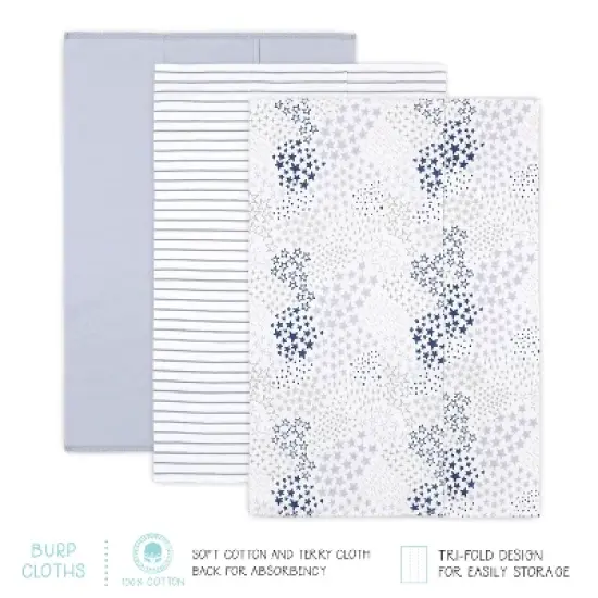 The Peanutshell Baby Girl or Boy Cotton  Layette Set or Gift Set, To The Moon, 23-Pieces, Blue/Gray, 0-3 Months image {6}