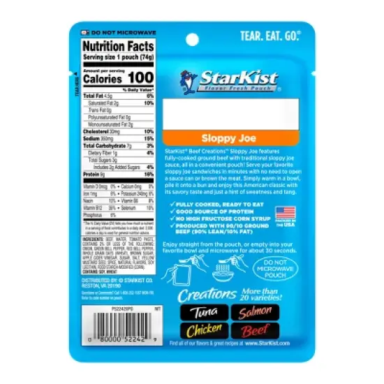 Starkist Beef Creations Sloppy Joe - 2.6oz image {1}