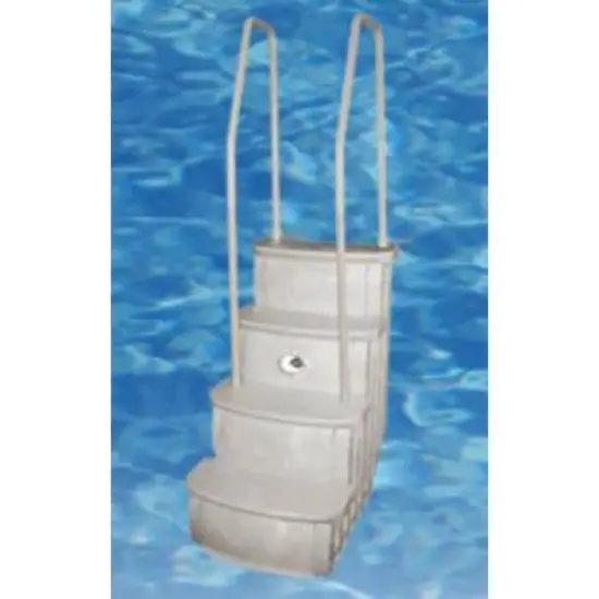 Main Access iStep Above Ground Swimming Pool Deck Entry Steps Ladder w/ Mat Pad image {1}