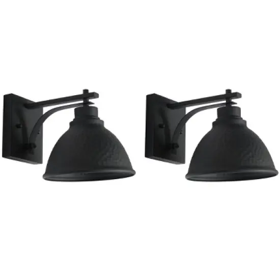 Melila 7.87" Outdoor Sconce (Set of 2) - PLT7018 - Black - Safavieh image {5}