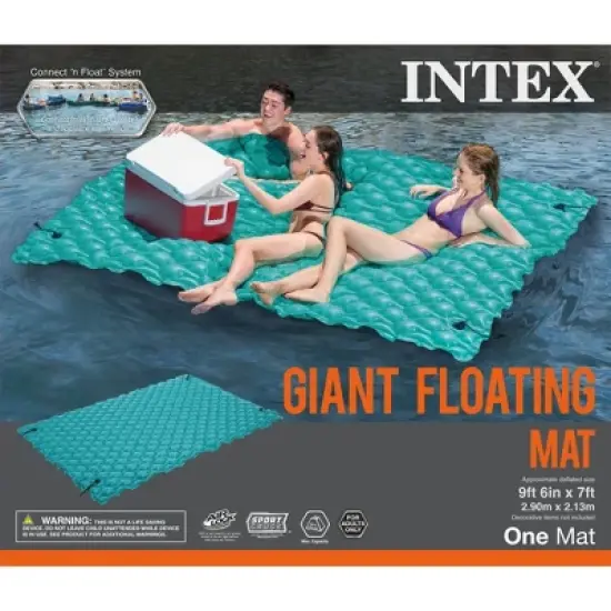 Intex 56841EP Giant Inflatable Floating Water Pool Lake Mat Platform Pad, Teal image {5}