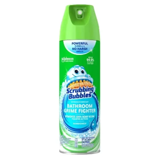 Scrubbing Bubbles Rainshower Scent Bathroom Grime Fighter Disinfectant Aerosol - 20oz image {3}