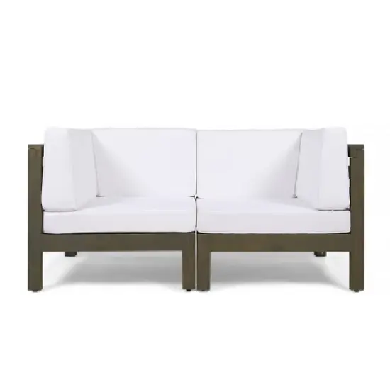 Christopher Knight Home Oana Outdoor Acacia Wood Loveseat with Cushions image {9}