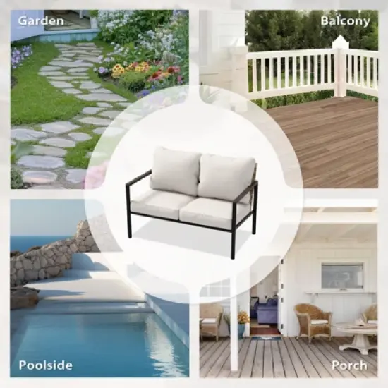 EAGLE PEAK Sunset Dune Collection Modern Outdoor Furniture Sofa, Patio Wicker Loveseat Couch with Cushions image {5}