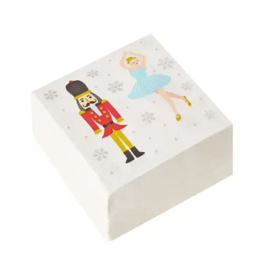 Juvale 100-Pack Nutcracker Princess Disposable Paper Cocktail Napkins, Christmas Holiday Party Supplies image {4}