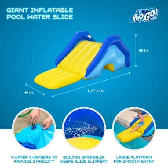 Bestway H2OGO! Giant Inflatable Outdoor Swimming Pool Water Slide with Built-In Sprinkler, Large Platform, and 4 Water Chambers for Stability image {2}