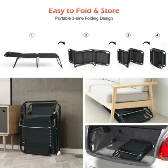 Tangkula Foldable Beach Chaise Lounge Chair W/ Pillow image {5}