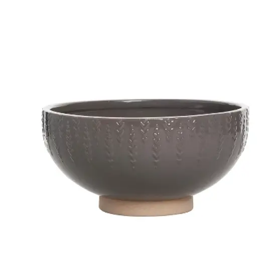 Transpac Stoneware 9.25 in Brown Autumn Floral Common Ground Bowl for Fall Harvest Serving image {2}