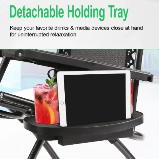 FDW Zero Gravity Chair Patio Lounge Chairs Lounge Patio Chairs 2 Pack Adjustable Reliners for Pool Yard with Cup Holder image {2}