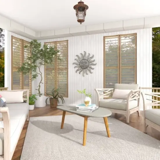 45"x18" Mid-Century Wood Outdoor Accent Table Gray - Olivia & May image {17}