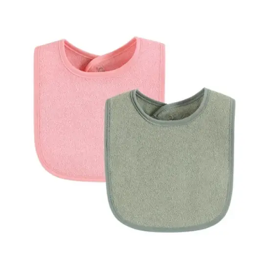 Hudson Baby Infant Girl Drooler Bib with Waterproof Lining, Pink Yellow, One Size image {5}