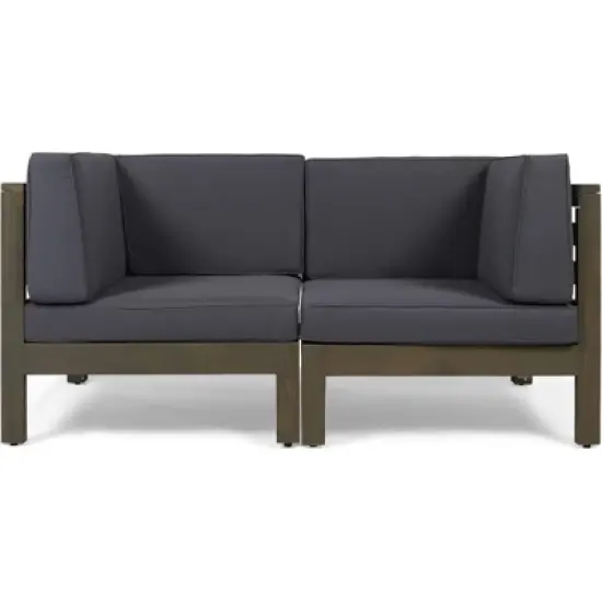 DSVIMOY LoveSeat Set, 2-Piece Love Seat Set, Two Sectiona with Single Arm for Patio, Lawn, Dark Gray, 60.5"*30.25"*26.5" image {1}