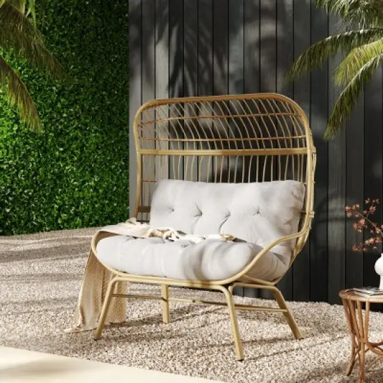 Coolbibila-Loveseat For Outdoor Made Of PE Rattan, Patio Sofa With Stylish And Versatile Design, Patio Chair With Iron Frame And Cushion image {7}