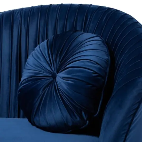 Nevena Velvet Sofa Blue - Baxton Studio image {1}