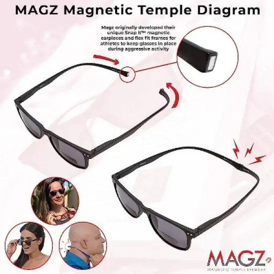 Magz Gramercy Magnetic Front Connecting Reading OR Blue Light Glasses OR Transition Photochromic in Matte Transparent Gray image {5}