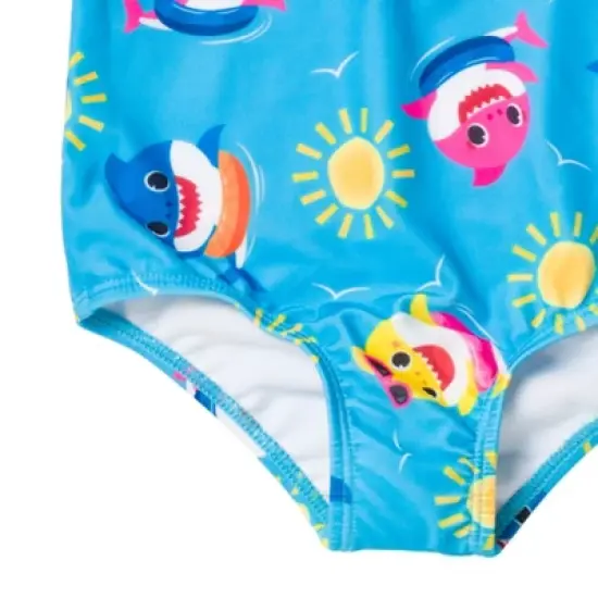 Pinkfong Baby Shark Girls Zip Up One Piece Bathing Suit Toddler image {5}