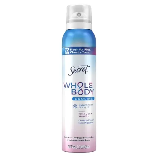 Secret Whole Body Deodorant Spray - Lilac & Waterlily - Aluminum-Free 3.5oz image {13}