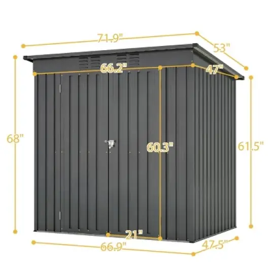 6x4 FT Metal Outdoor Storage Shed with Floor Frame, All-Weather Small Garden Tool Shed for Backyard or Lawn &ndash; Cuddlewood image {3}