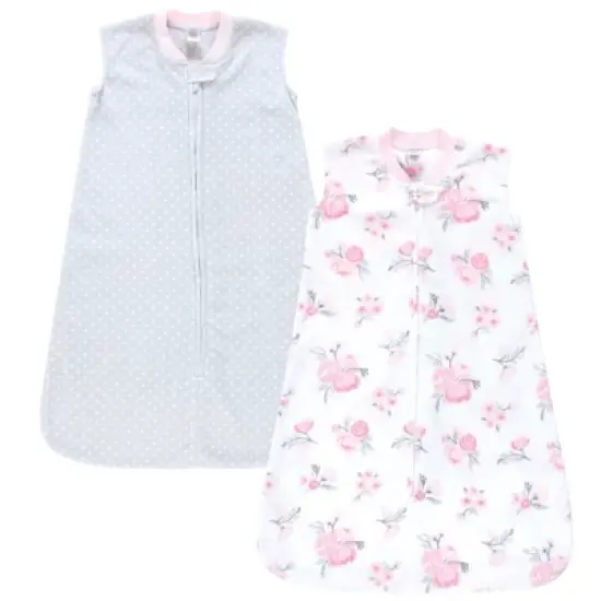 Hudson Baby Infant Girl Plush Sleeping Bag, Sack, Blanket 2pk, Basic Pink Floral image {4}