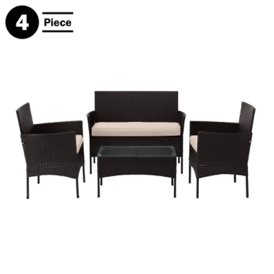 Pure Garden 4pc Outdoor Patio Rattan Furniture Set image {3}