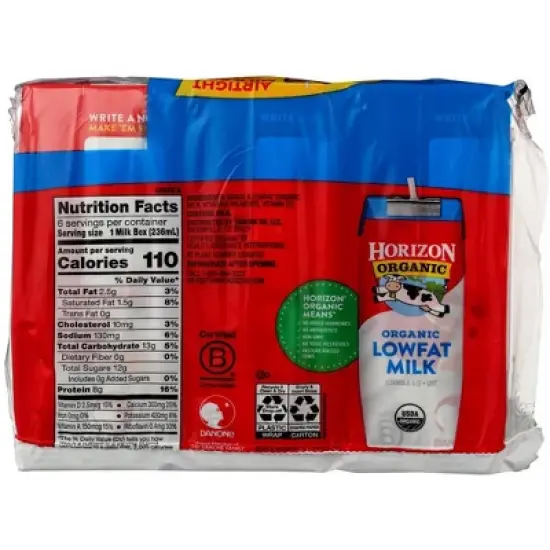 Horizon Organic Low Fat Milk - Case of 3/6 boxes, 8 oz image {2}
