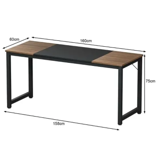 Costway 63'' Dining Table Rectangular Two-Tone Kitchen Table For 6 People w/ Metal Frame image {2}