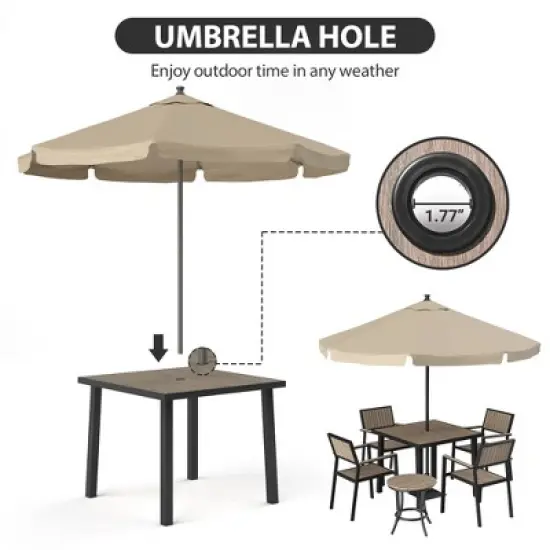 Pamapic 6-Piece Aluminum Outdoor Patio Dining Set with Square Table, Small Side Table and 4-Stackable Chairs image {6}