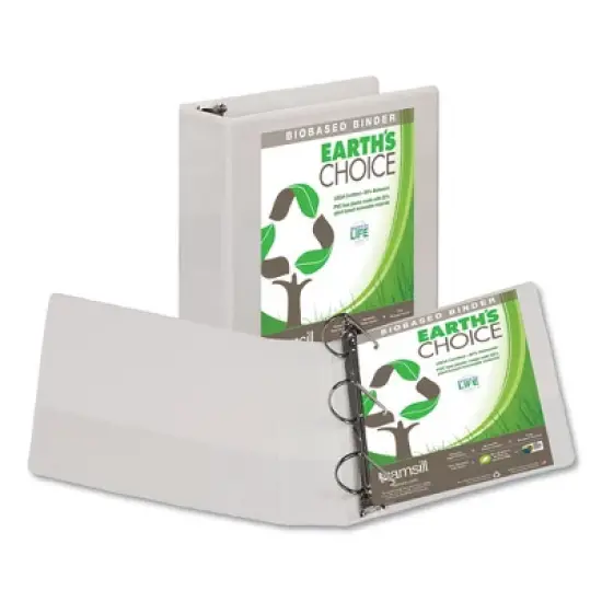 Samsill Earth's Choice Plant-Based D-Ring View Binder, 3 Rings, 3" Capacity, 11 x 8.5, White image {3}