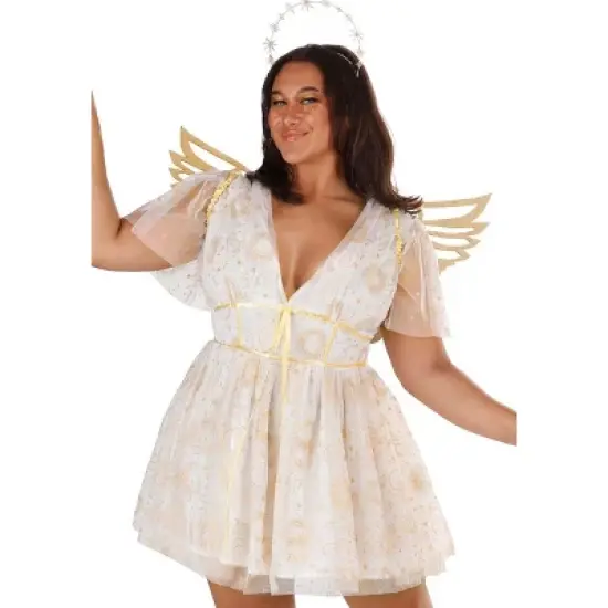 HalloweenCostumes.com Women's Plus Size Gold Starburst Angel Halloween Costume | Adult Plus Size Angel Costumes image {5}