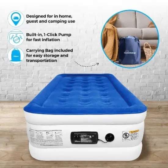 SoundAsleep Dream Series Air Mattress with ComfortCoil Technology & Internal High Capacity Pump image {15}