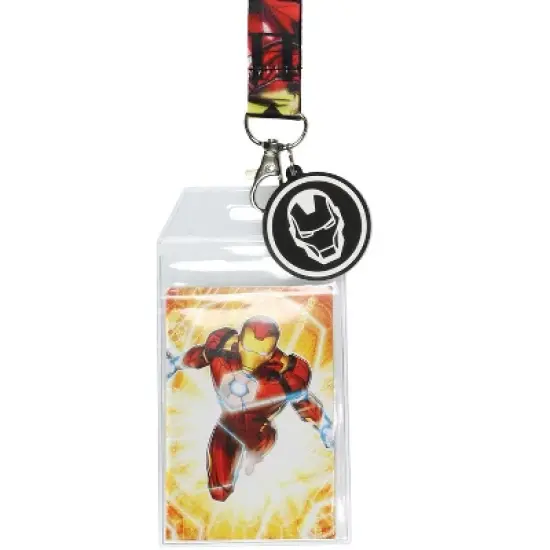Marvel Avengers Iron Man Classic Lanyard ID Badge Holder with 2" Rubber Charm image {1}