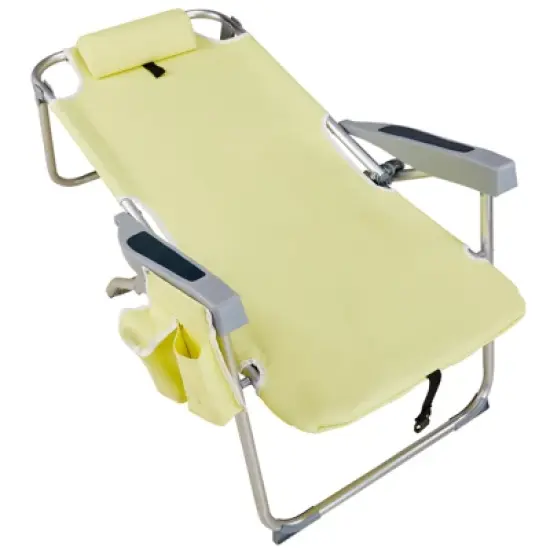 DOMETOUR Heightened Oxford Cloth Silver White Aluminum Tube Bearing 220 LBS Beach Chair Yellow image {14}