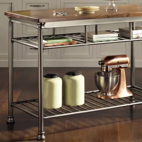 Orleans Kitchen Island Stainless Steel Base with Wood Top Brown - Homestyles image {4}