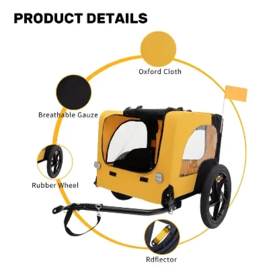 DOMETOUR Foldable Pet Stroller Pet Trailer for Small/Medium Dogs,  Quick Release Wheel, Non-Slip Floor, Internal Leash image {9}
