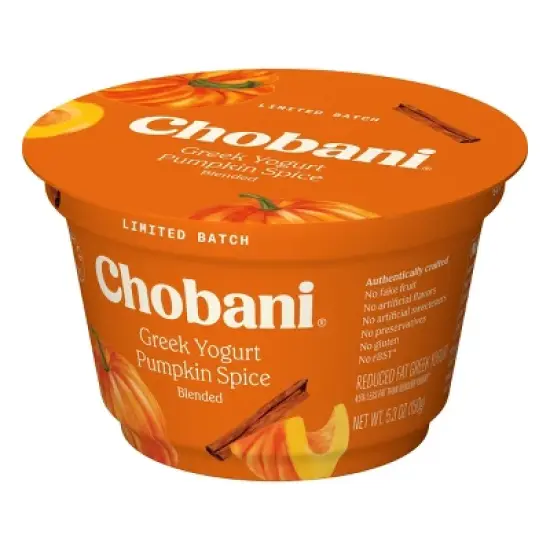 Chobani Pumpkin Low Fat Blended Greek Yogurt - 5.3oz image {2}
