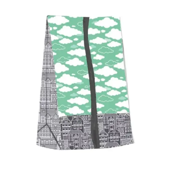 Bacati - Clouds in the City Mint/Gray 4 pc Crib Bedding Set with Diaper Caddy image {3}